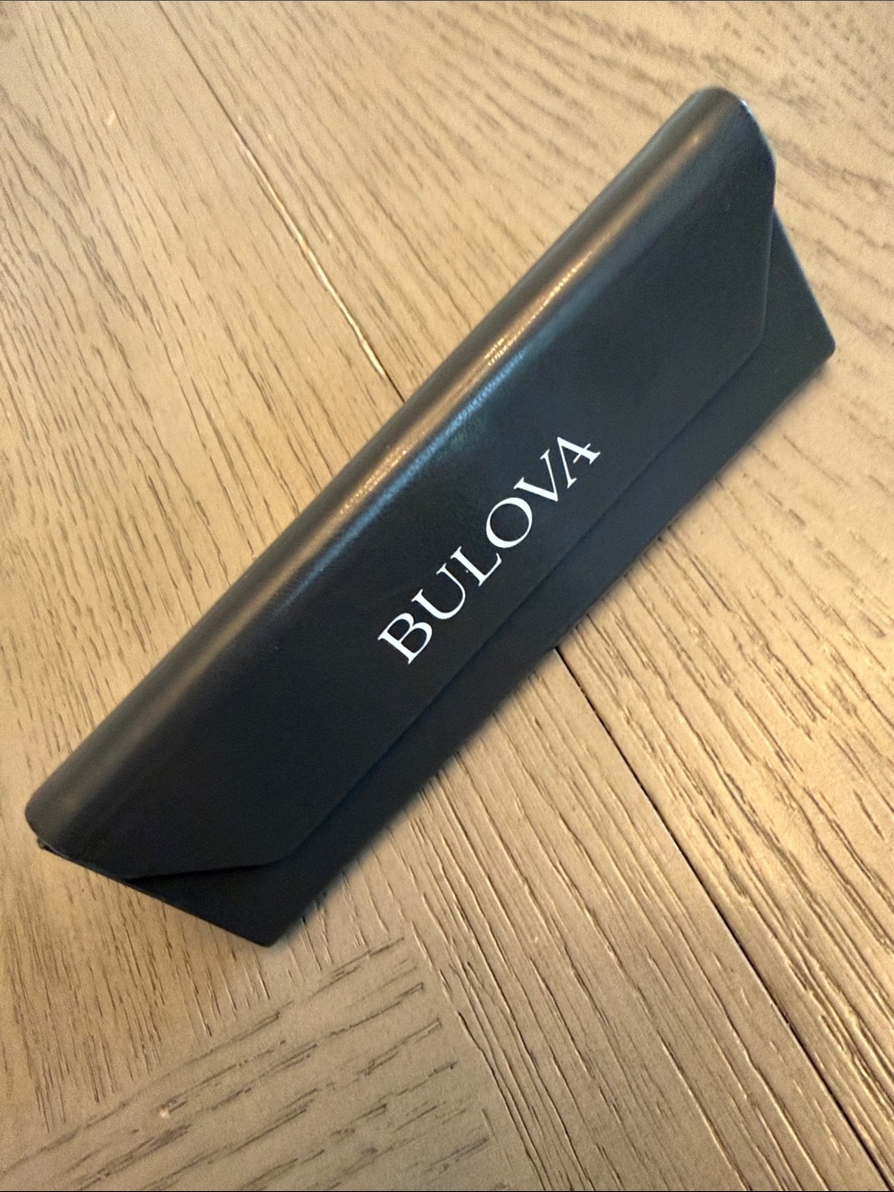 Bulova Black Leather Foldable Watch Case with Gold Logo